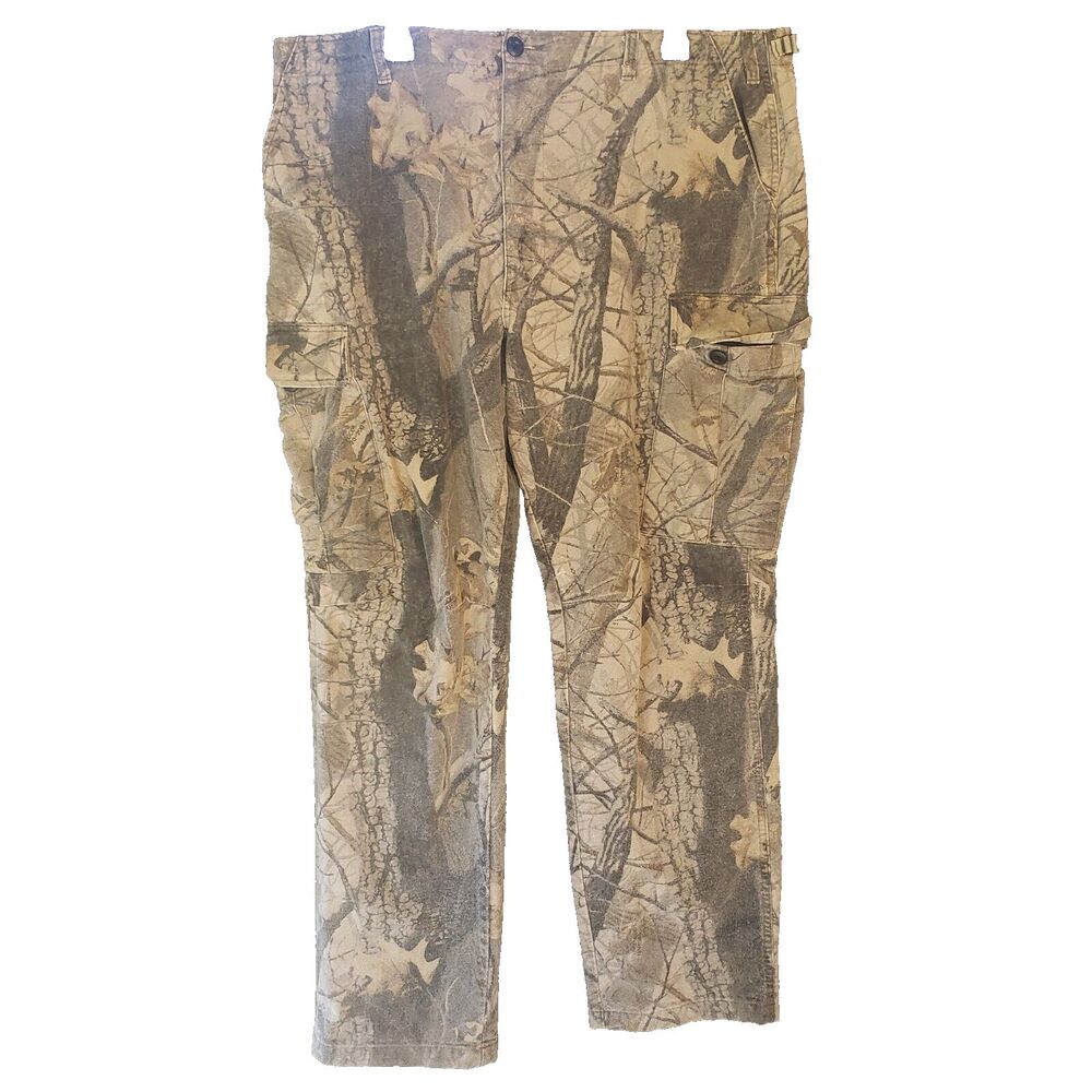 Rattlers Brand Camo Hunting Pants Men's Size 38 X 30 Heavy Chamois Rugged Adjust